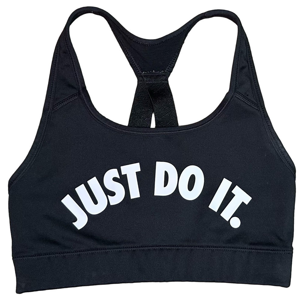 Nike Black Dri-FIT Just Do It Racer Back Sports Bra X-Small - Picture 2 of 5